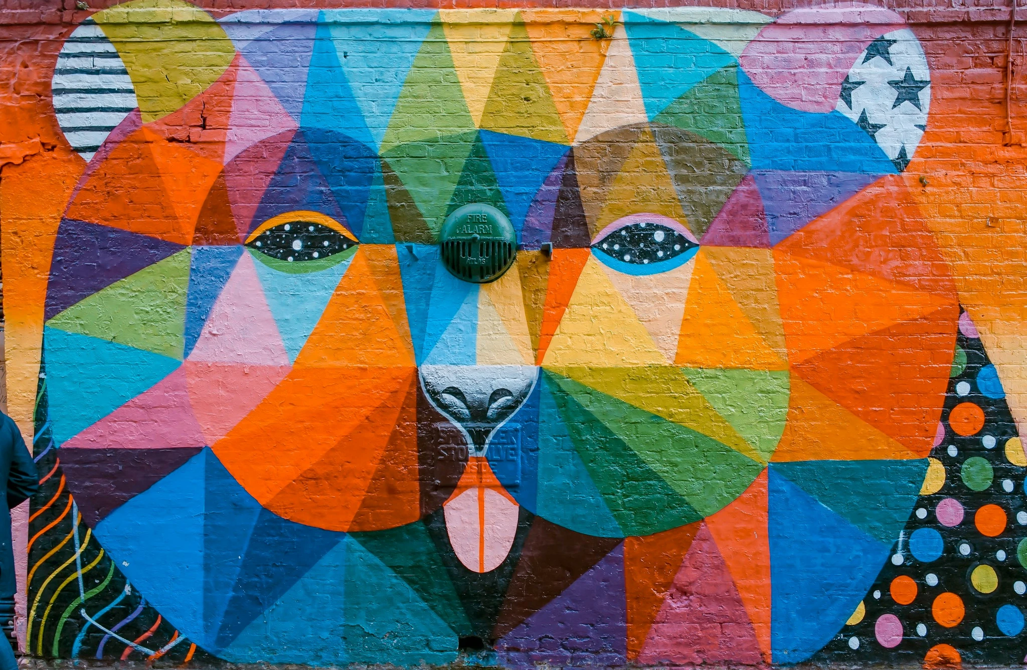 Cool artwork “Oso” by Okuda San Miguel, down in Shoreditch, London.